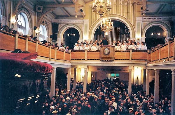 Sanctuary Central Moscow Baptist Church where I presented the Bible