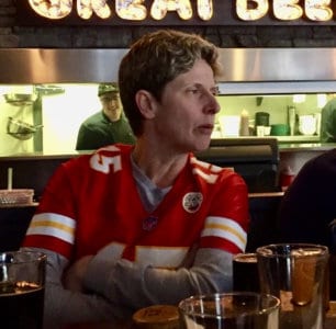 Kristy in her Mahomes jersey