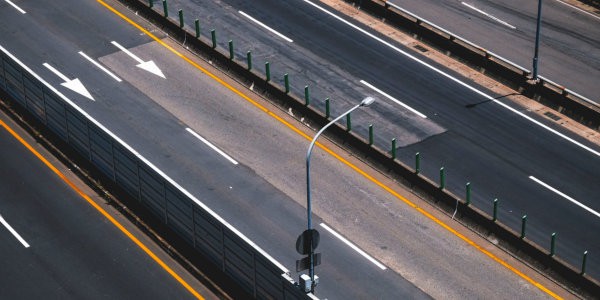 bird's-eye view of gray concrete road