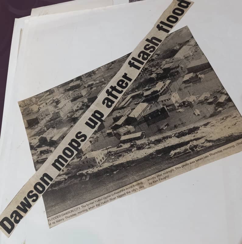 Newspaper clippings of the Dawson flood.