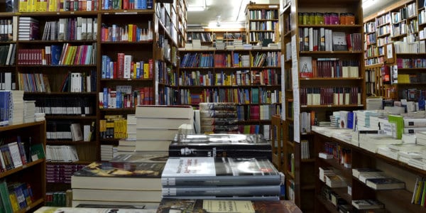 Books in a bookstore