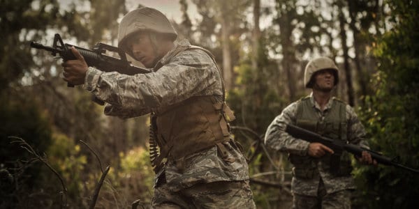 Military soldiers during training exercise