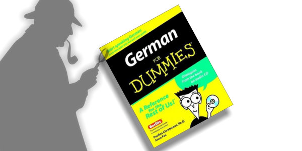 German for Dummies book with shadow of detective