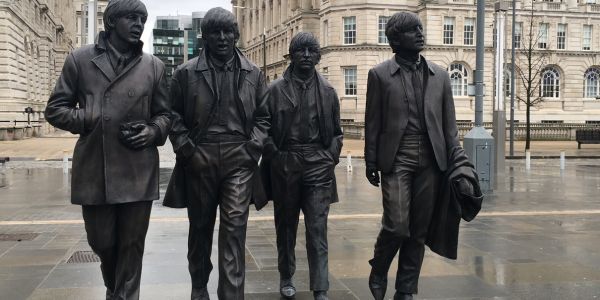 Statues of The Beatles on a square